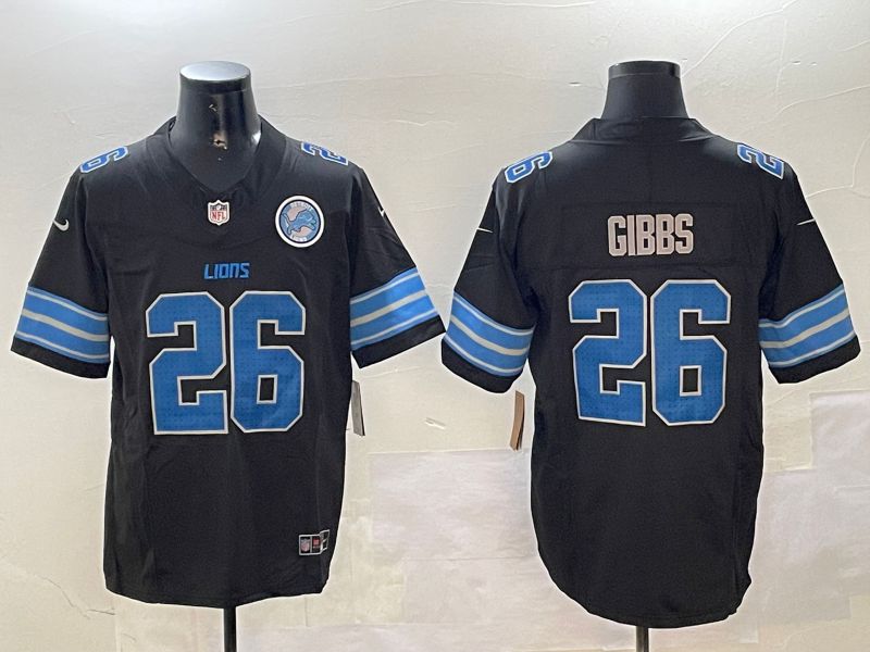 Men Detroit Lions #26 Gibbs Black three generations 2024 Nike Limited NFL Jersey style 2->detroit lions->NFL Jersey